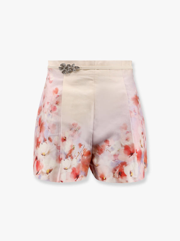 Silk blend shorts with floral print