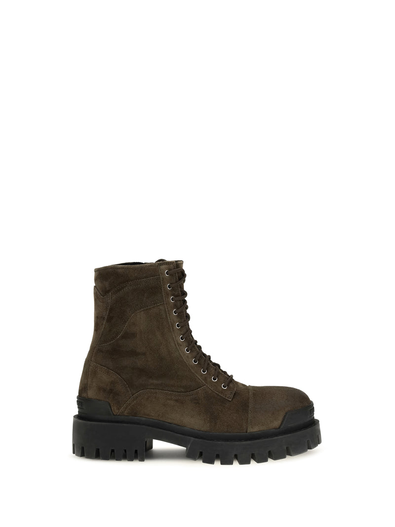Balenciaga Balenciaga Combat Strike Waxed Suede Boots Olive - World Class Fashion