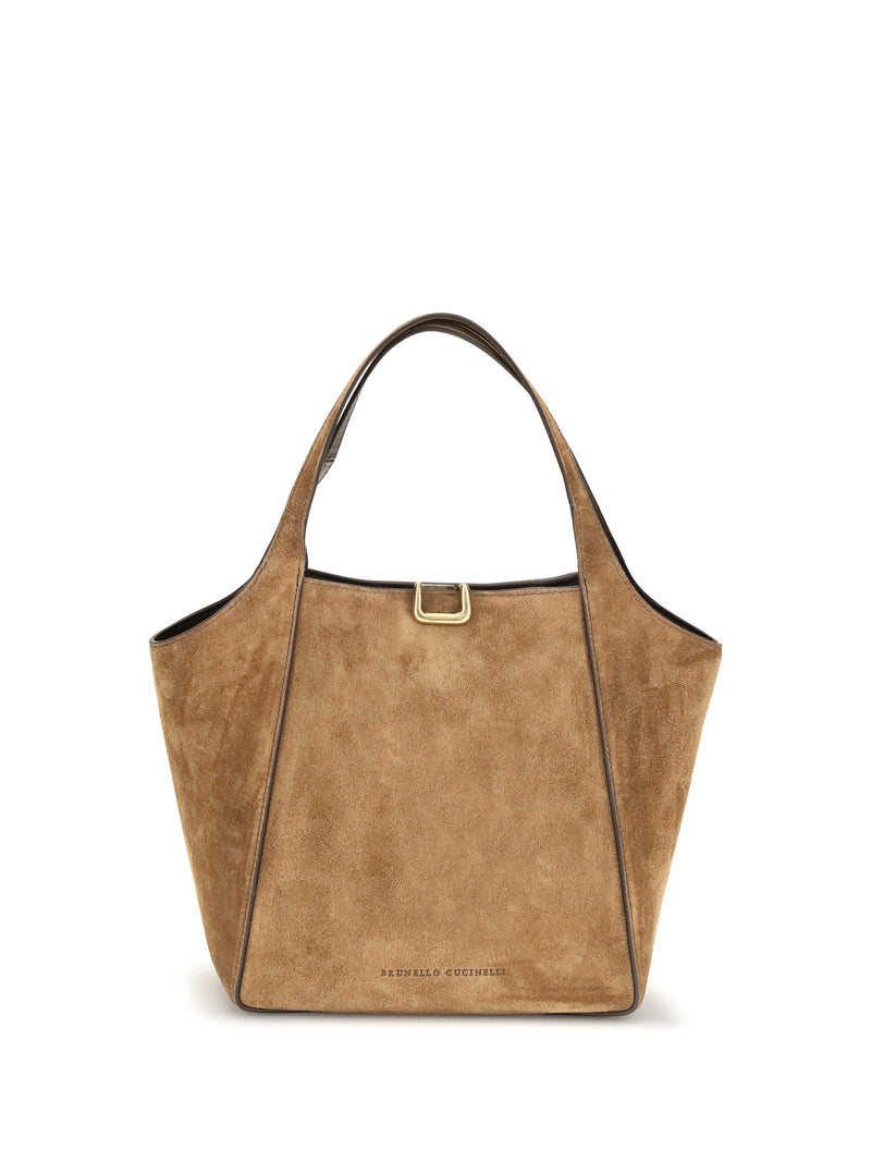 Brunello Cucinelli Brunello Cucinelli Small Sartorial Suede Bucket Bag Caramello - World Class Fashion