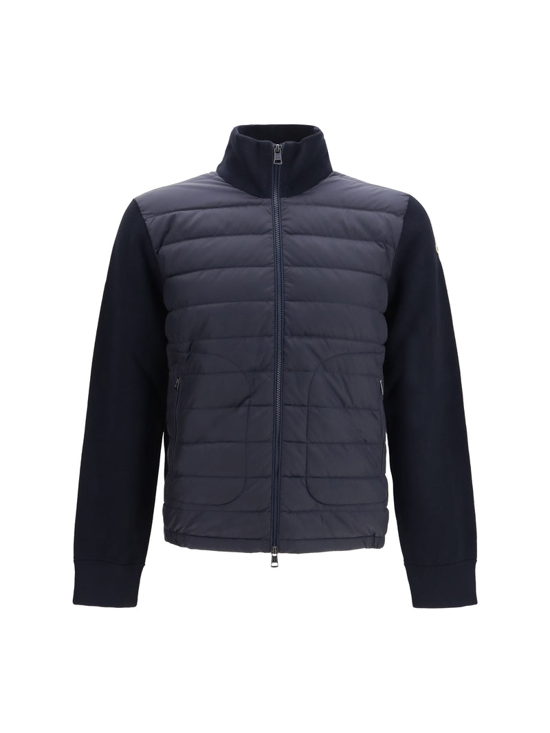 Moncler Moncler Cardigan with Padded Zip Closure Navy - World Class Fashion