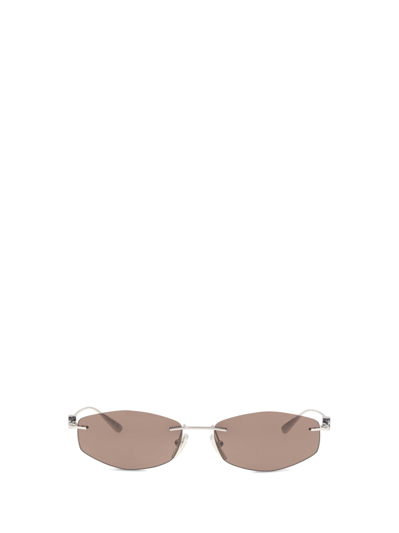 Balenciaga Balenciaga Geometric Oval Sunglasses Light Ruthenium/Brown - World Class Fashion