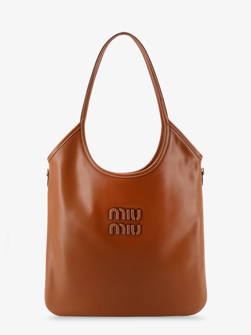 Miu Miu Miu Miu Ivy Leather Shoulder Bag Brown - World Class Fashion