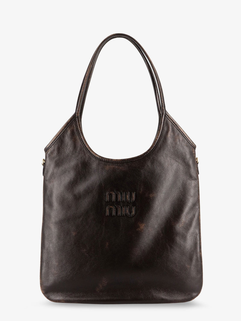 Miu Miu Miu Miu Ivy Leather Shoulder Bag Brown - World Class Fashion