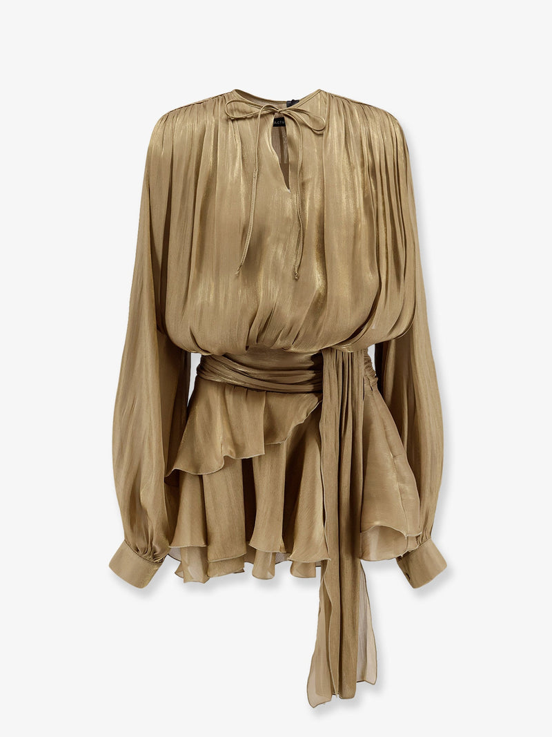 Actualee Actualee Flounced Mini Dress Beige Women - World Class Fashion