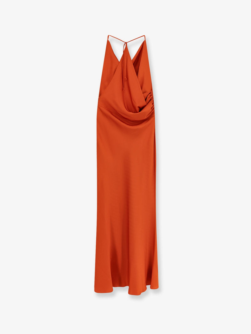 Actualee Actualee Satin Long Dress Orange - World Class Fashion