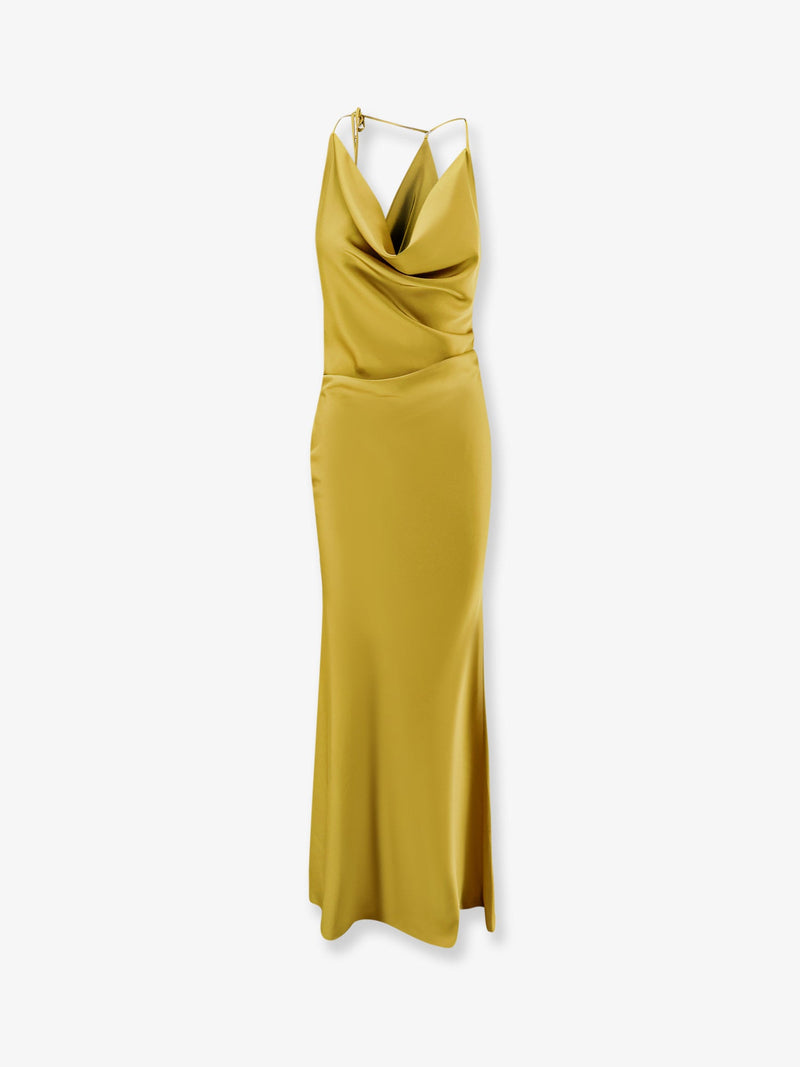 Actualee Actualee Satin Long Dress Yellow Women - World Class Fashion