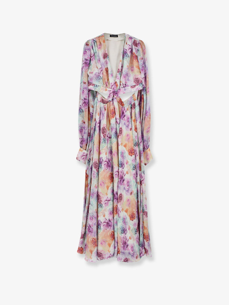 Actualee Actualee Long Dress Multicolor Floral Print Purple - World Class Fashion