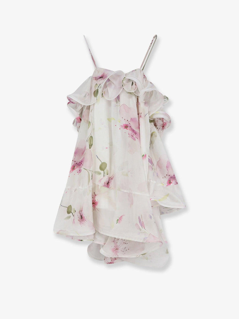Actualee Actualee Satin Mini Dress with Flounces White - World Class Fashion