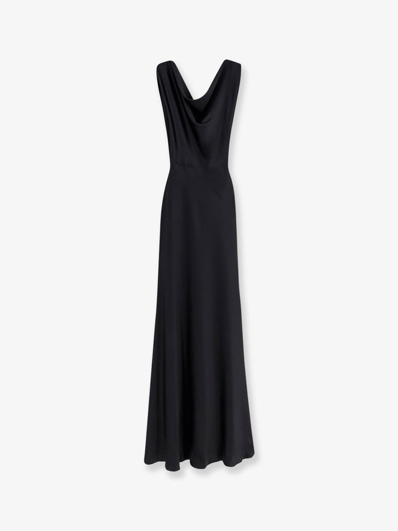 Actualee Actualee Satin Long Dress Black - World Class Fashion