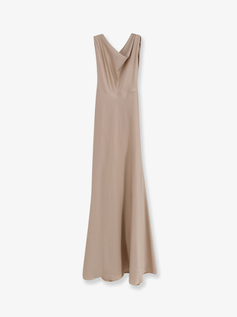 Actualee Actualee Satin Long Dress Beige Women - World Class Fashion