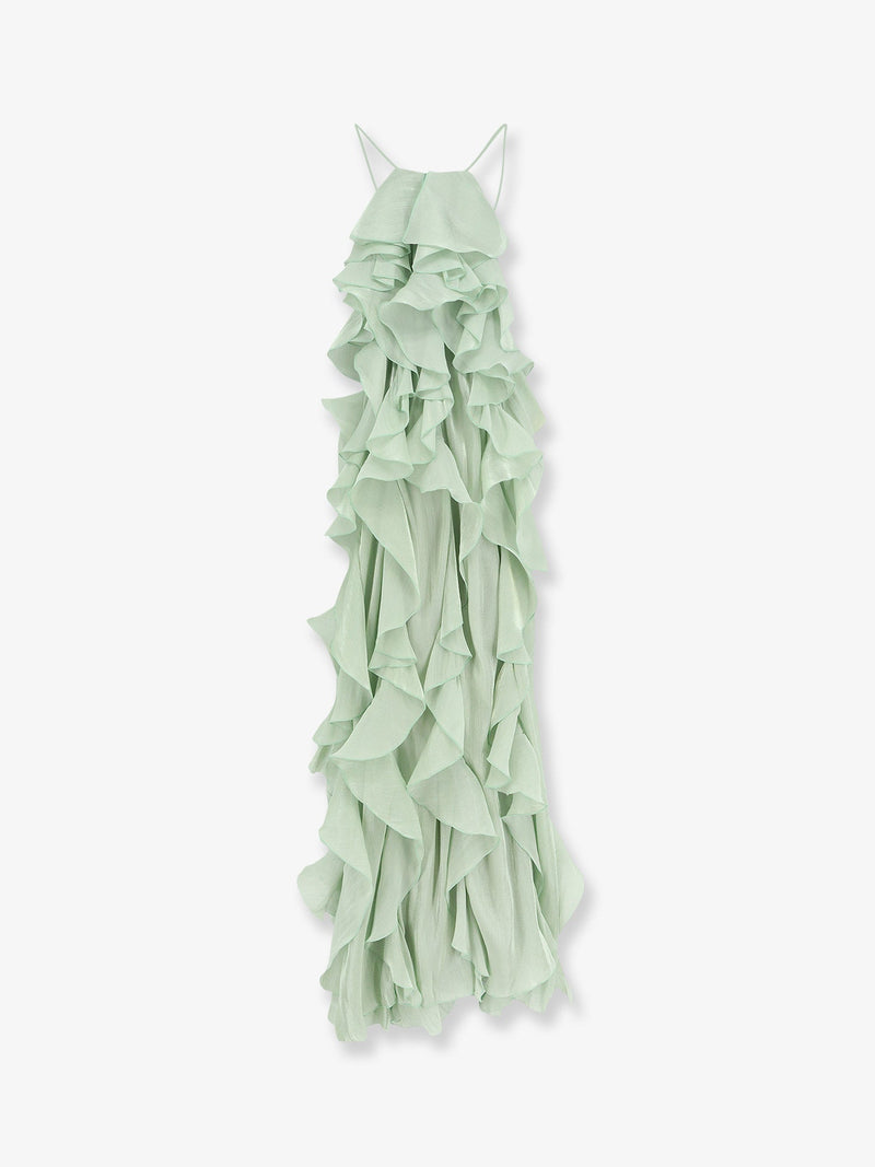 Actualee Actualee Long Dress with Ruffles Green - World Class Fashion