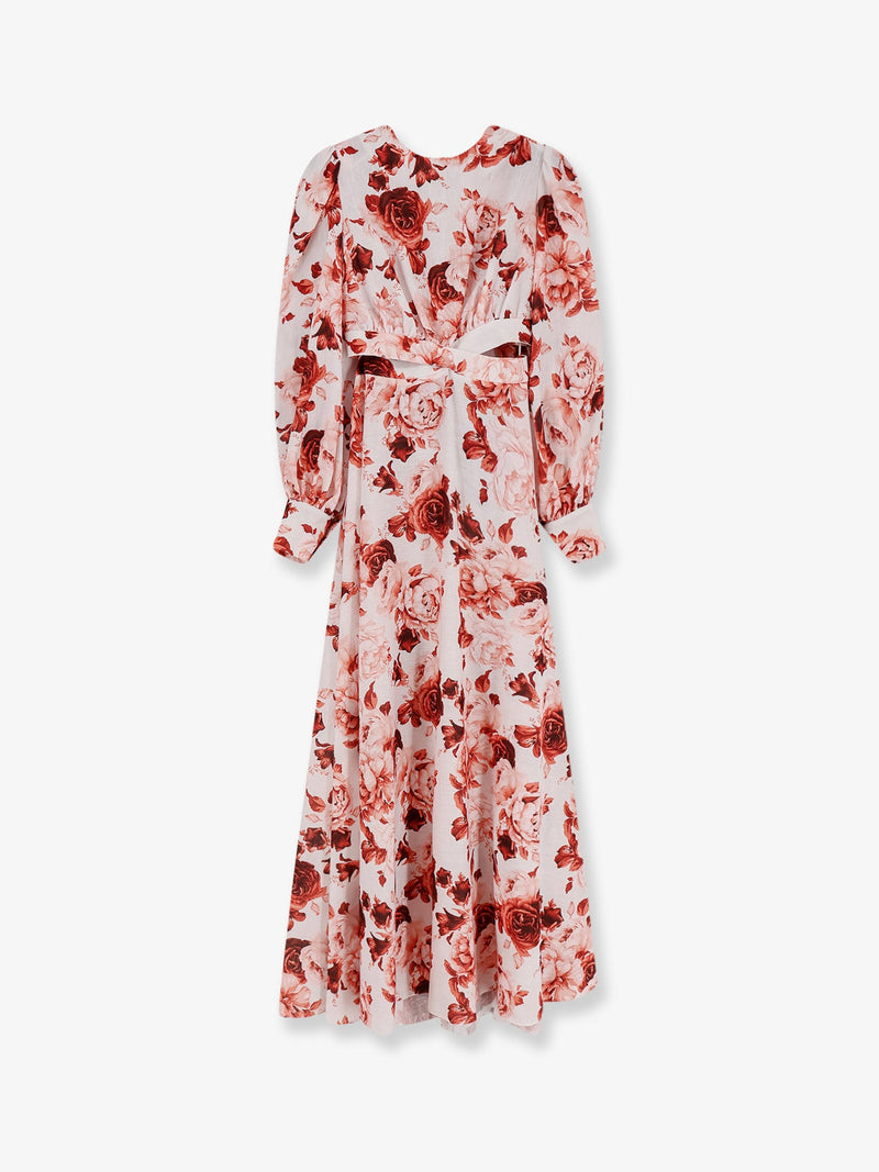 Actualee Actualee Linen and Cotton Blend Long Dress Rosso - World Class Fashion