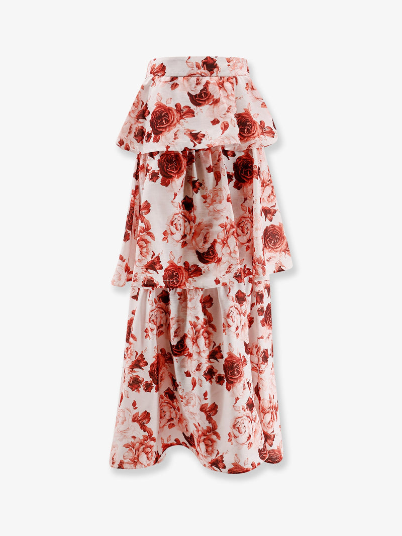 Actualee Actualee Flounced Long Skirt Red - World Class Fashion