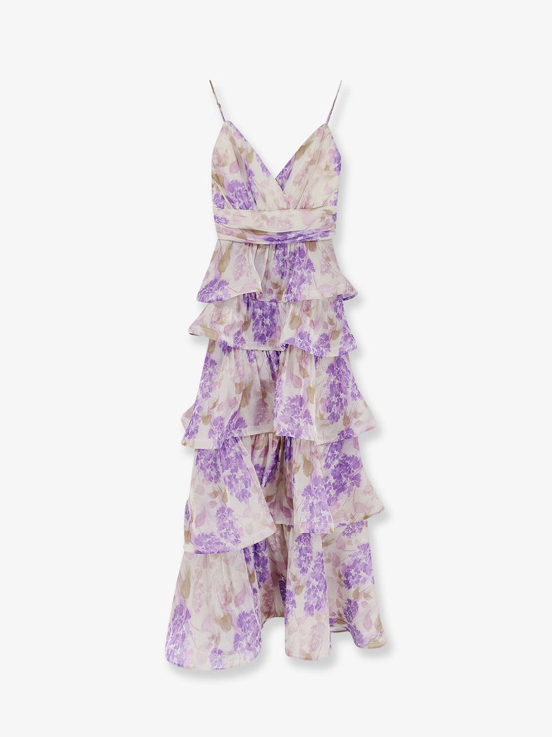 Actualee Actualee Ruffled Long Dress Purple Women - World Class Fashion