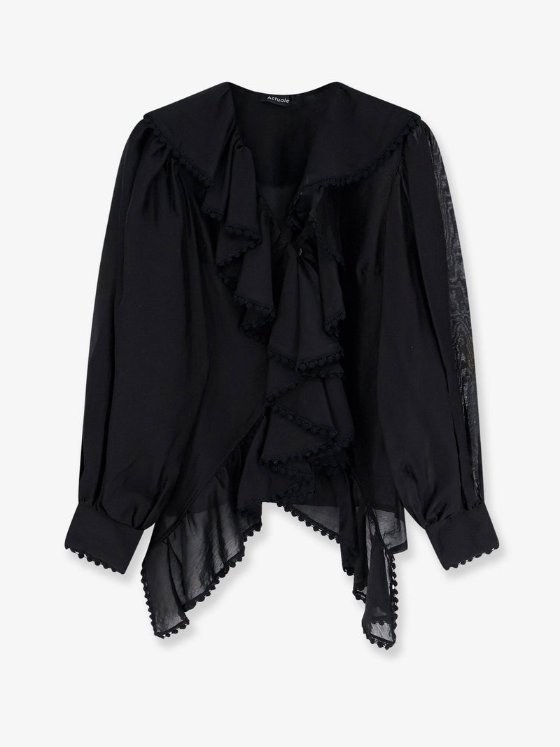 Actualee Actualee Women's Shirt with Rouches Black - World Class Fashion