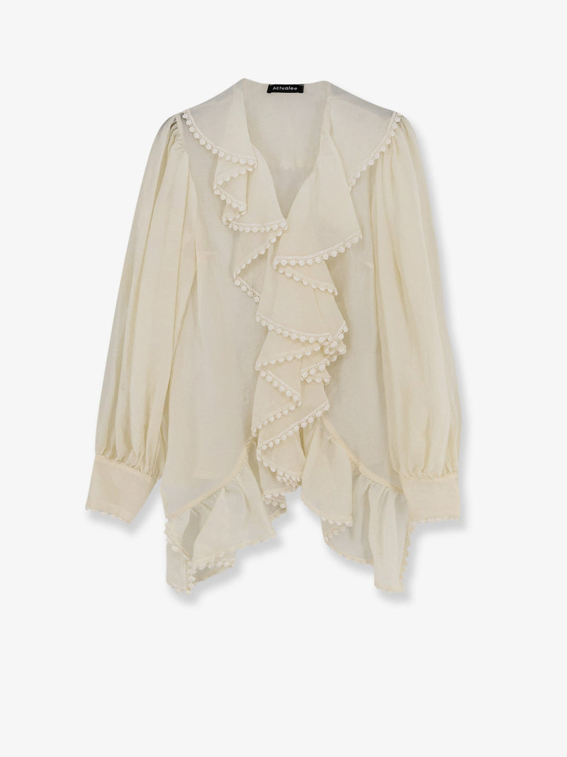 Actualee Actualee Women's Shirt with Rouches Beige - World Class Fashion