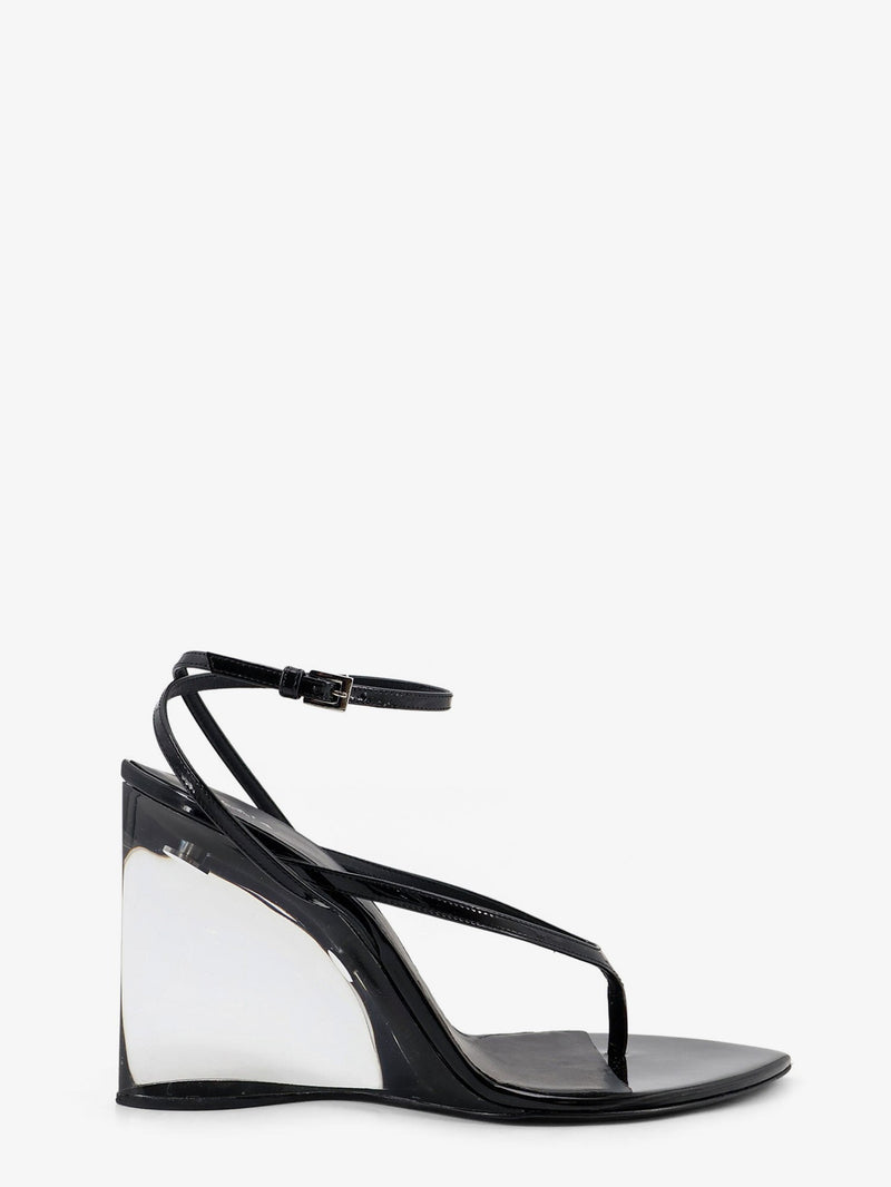 Alaia Alaia Leather Sandals with Plexiglass Heels Black - World Class Fashion