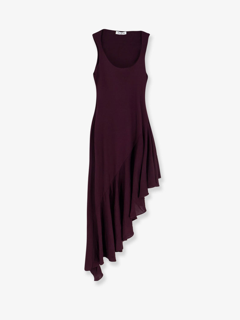 Alaia Vestido largo asimétrico de viscosa Alaïa morado - World Class Fashion