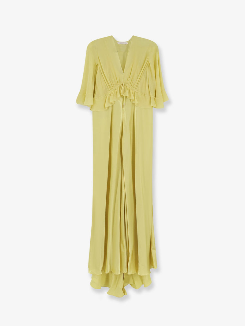 Alberta Ferretti Vestido largo de satén Alberta Ferretti, amarillo - World Class Fashion