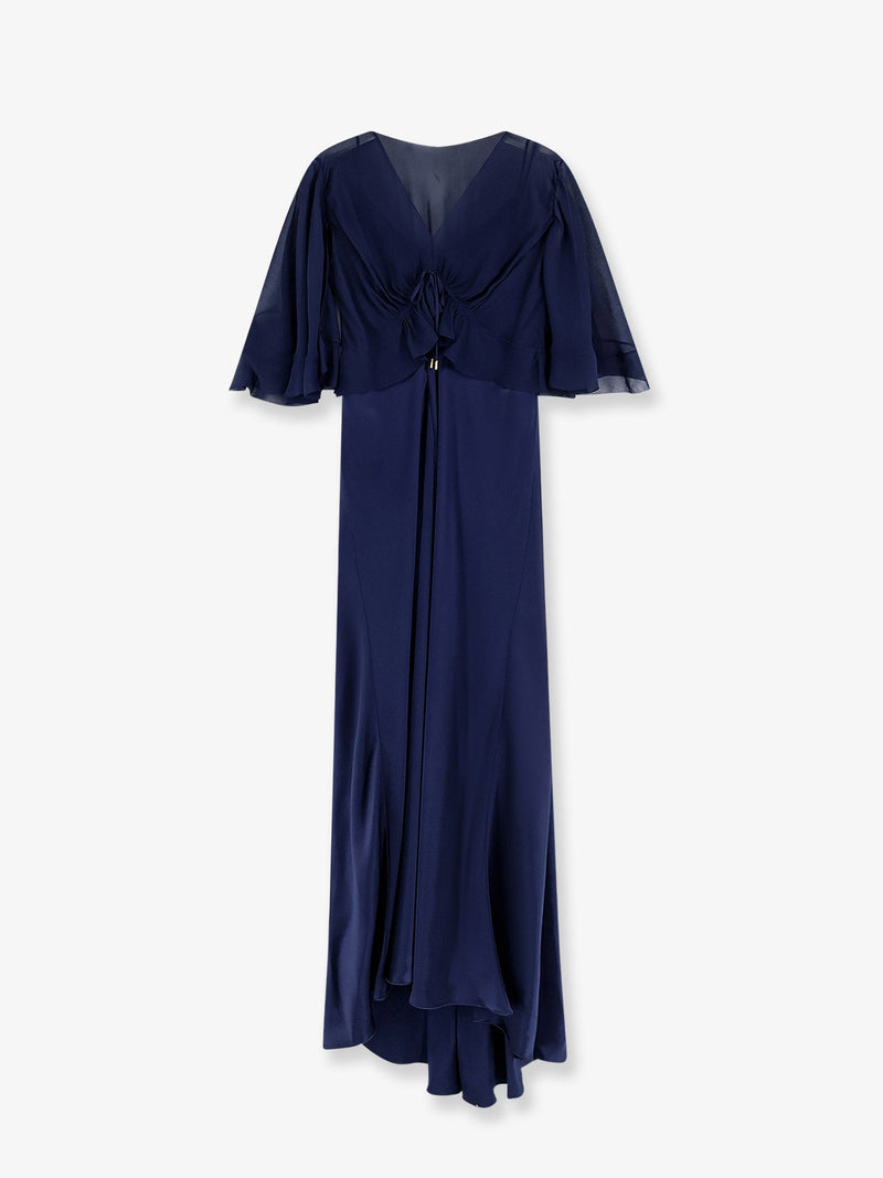 Alberta Ferretti Alberta Ferretti Vestido largo de satén azul para mujer - World Class Fashion