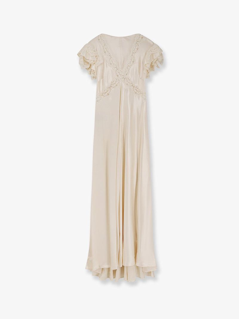Alberta Ferretti Vestido Largo de Viscosa Alberta Ferretti Beige - World Class Fashion