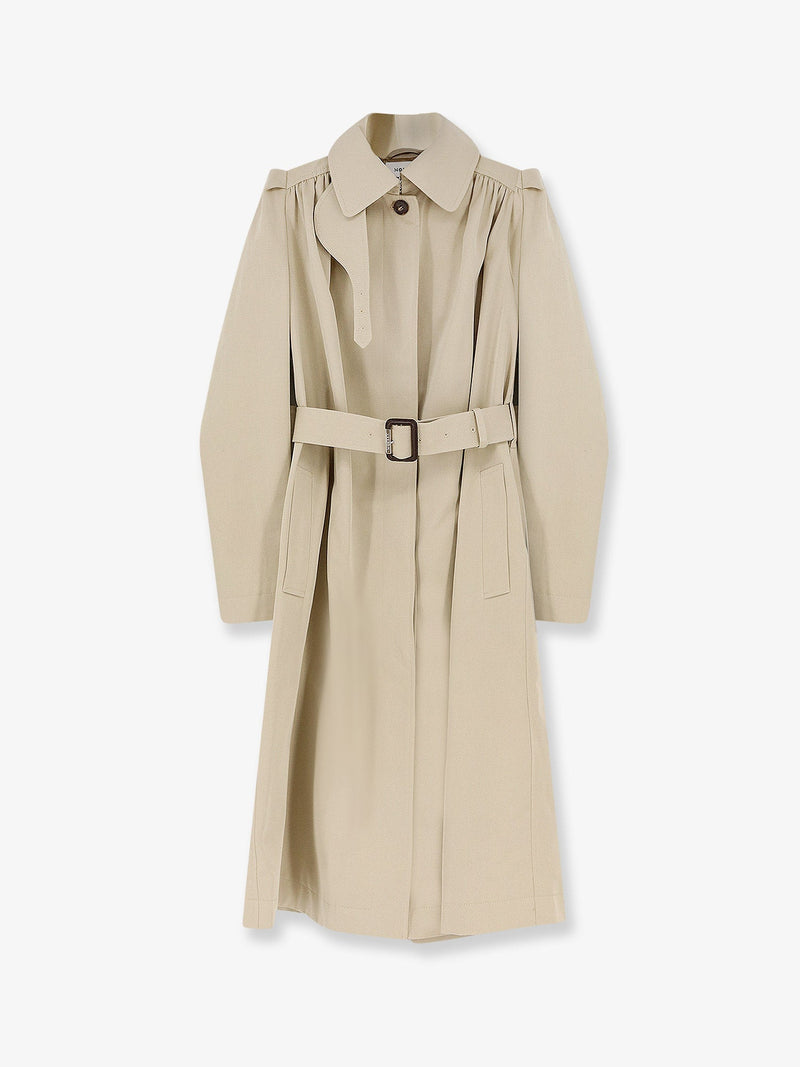 Alexander McQueen Gabardina de algodón Alexander McQueen con mangas abullonadas, beige - World Class Fashion