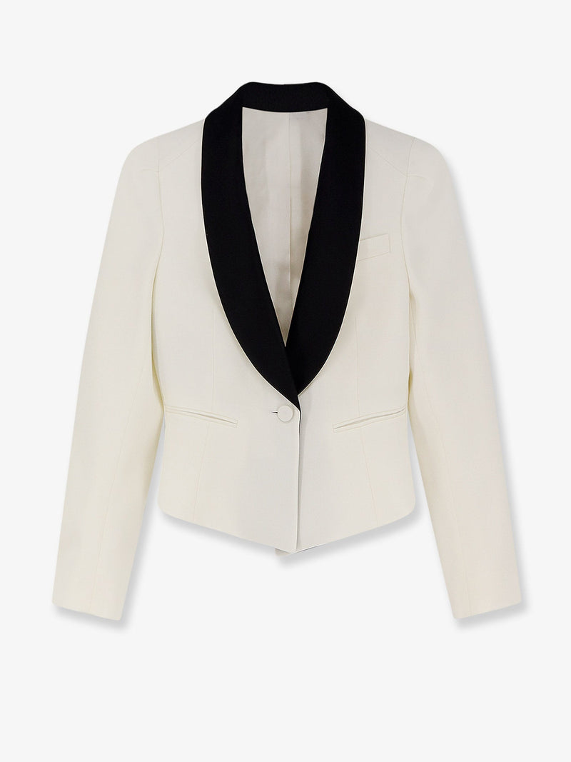 Alexander McQueen Alexander McQueen Wool Blazer with Satin Lapel White - World Class Fashion