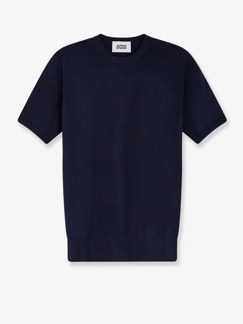 Alpha-studio Alpha-Studio Suéter de algodón para hombre, azul - World Class Fashion