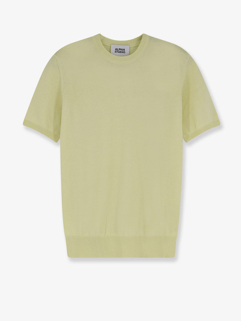 Alpha-studio Alpha-Studio Suéter de algodón amarillo para hombre - World Class Fashion
