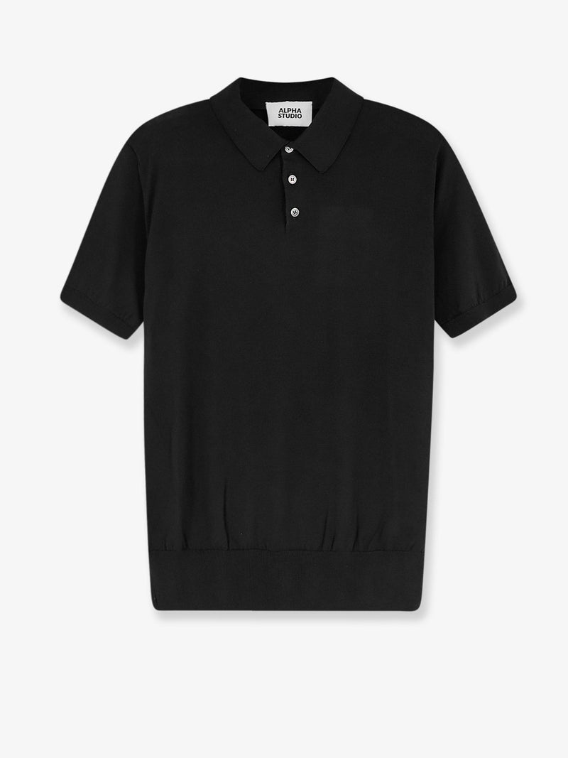 Alpha-studio Alpha-Studio Cotton Silk Blend Polo Black Men - World Class Fashion