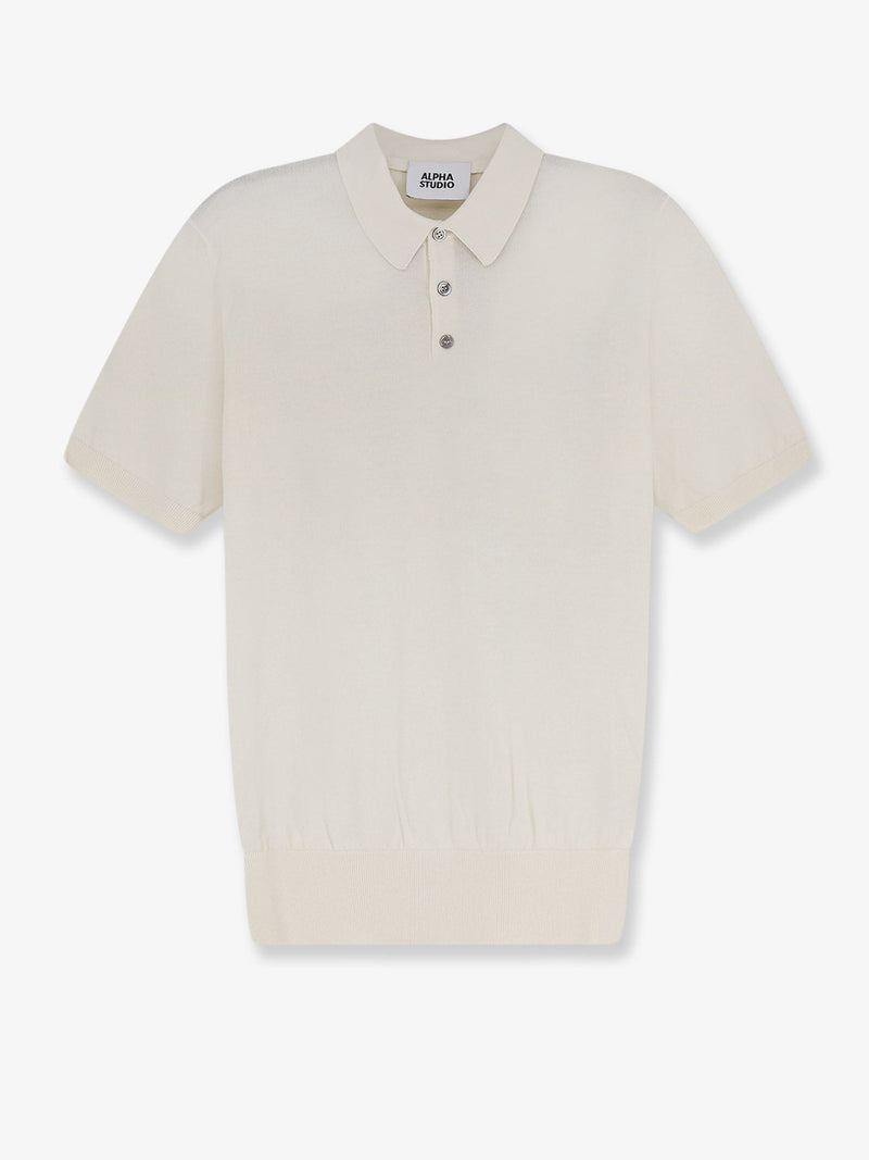 Alpha-studio Alpha-Studio Cotton Silk Blend Polo Shirt White - World Class Fashion