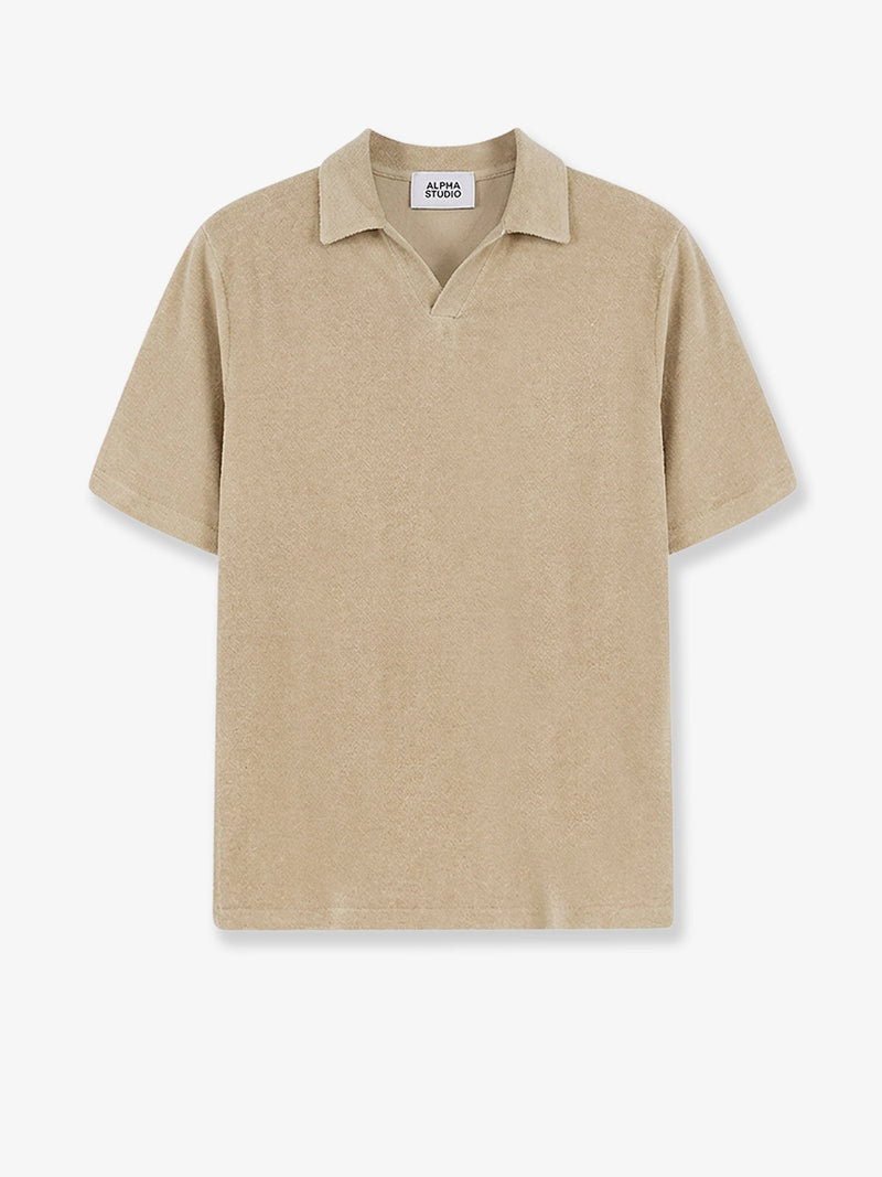 Alpha-studio Alpha-Studio Linen Cotton Blend Polo Shirt Beige - World Class Fashion
