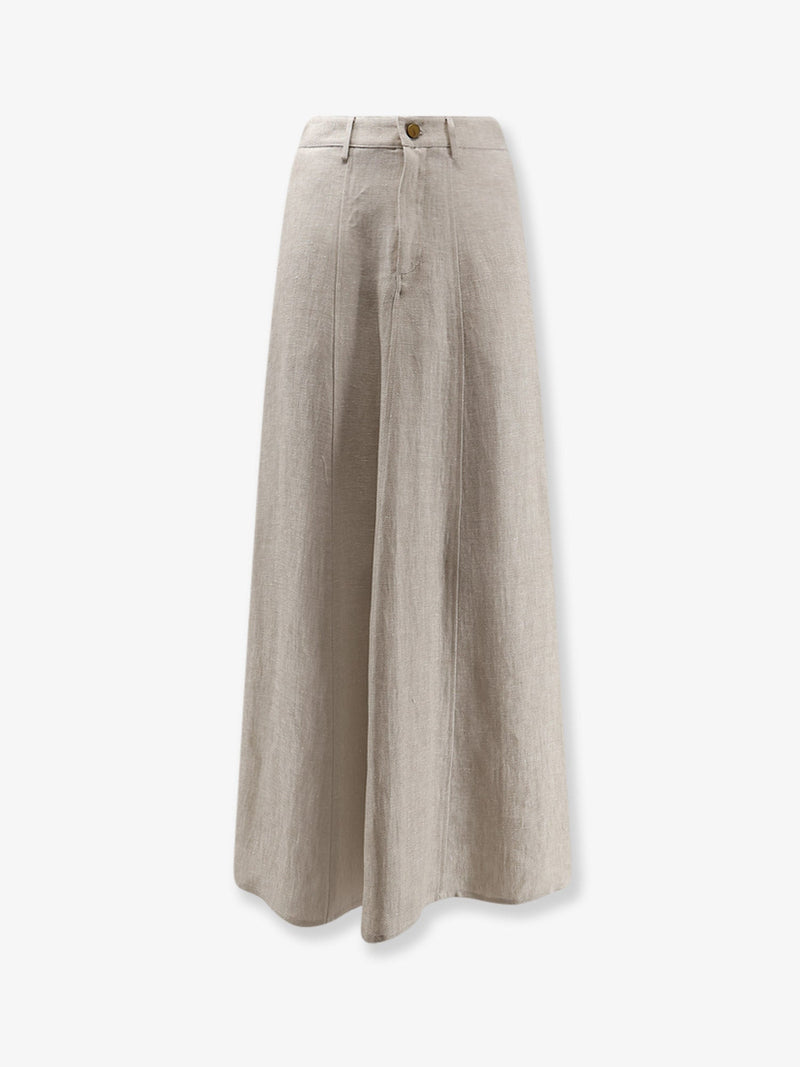 Alysi Alysi Flared Linen Skirt Beige Women - World Class Fashion