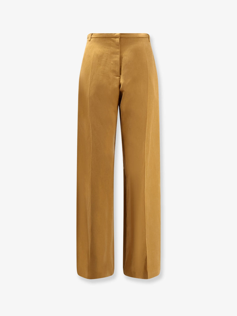 Alysi Alysi Lyocell and Linen Trousers Brown Women - World Class Fashion