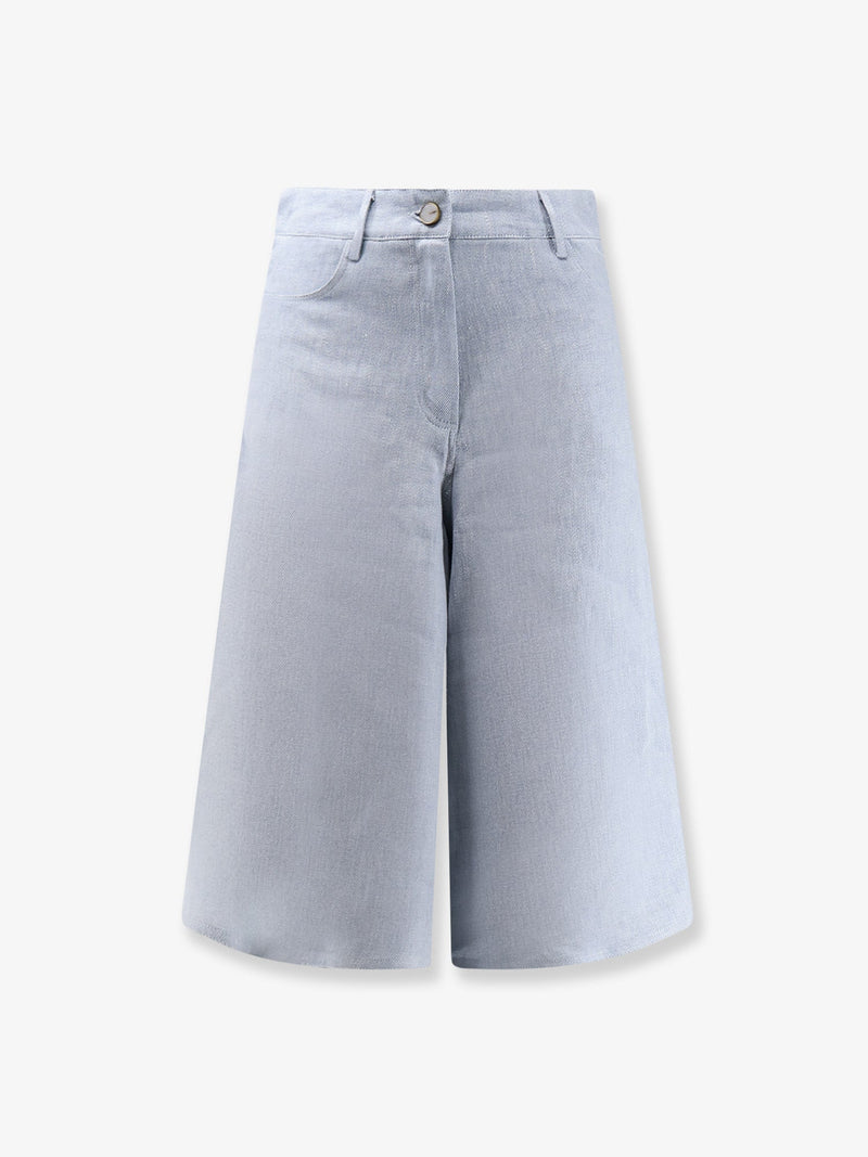 Alysi Alysi Délavé Linen Bermuda Shorts Blue - World Class Fashion
