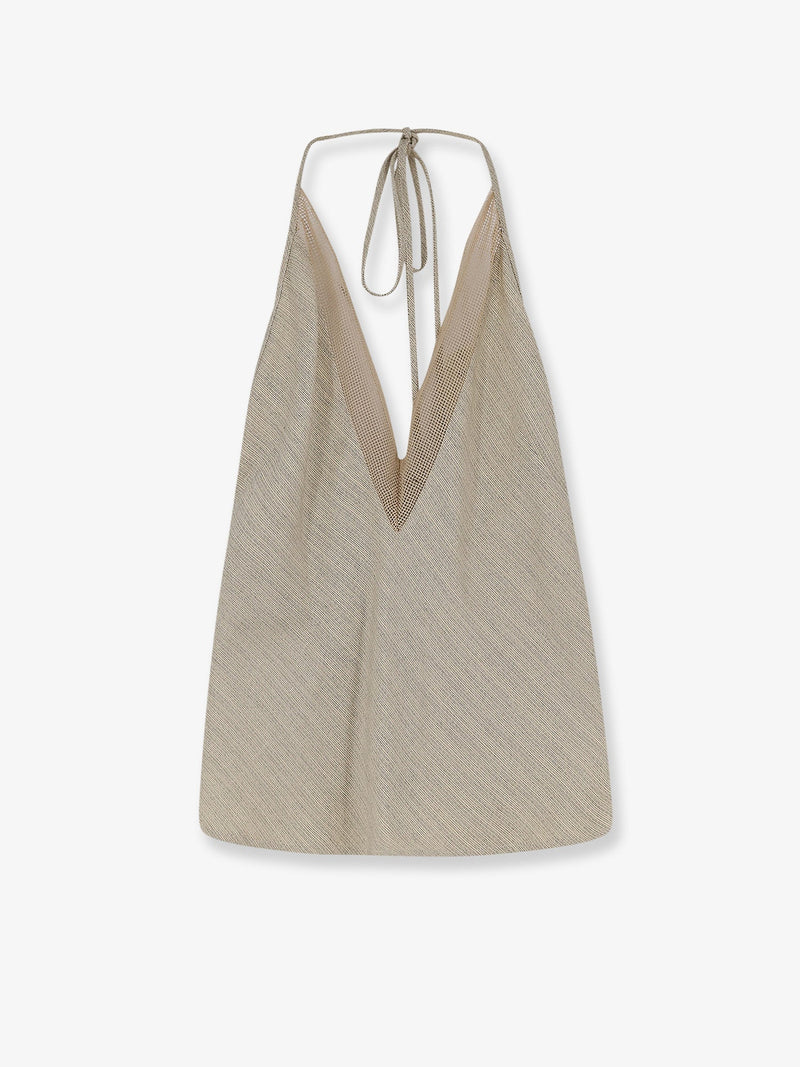 Alysi Alysi Viscose and Linen Top Beige Women - World Class Fashion