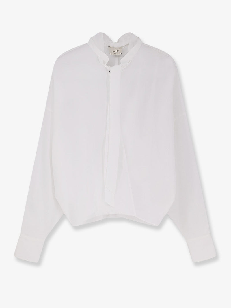 Alysi Alysi Cotton Shirt with Bow White Women - World Class Fashion