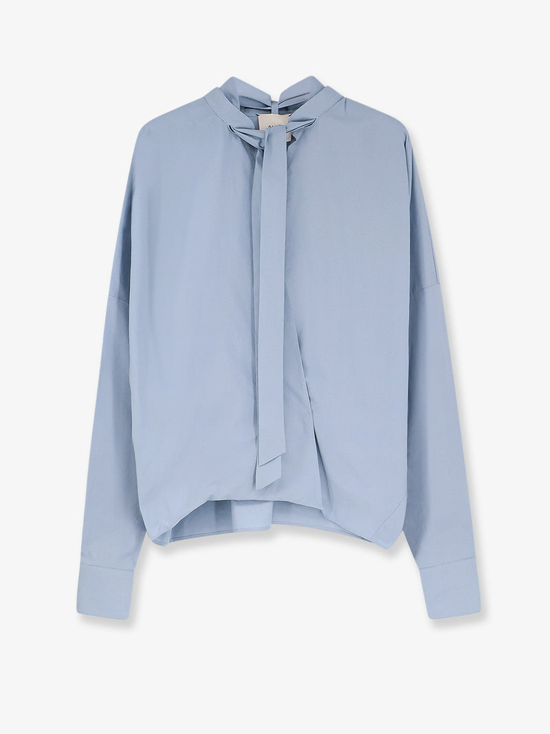 Alysi Alysi Cotton Shirt With Bow Blue Women - World Class Fashion