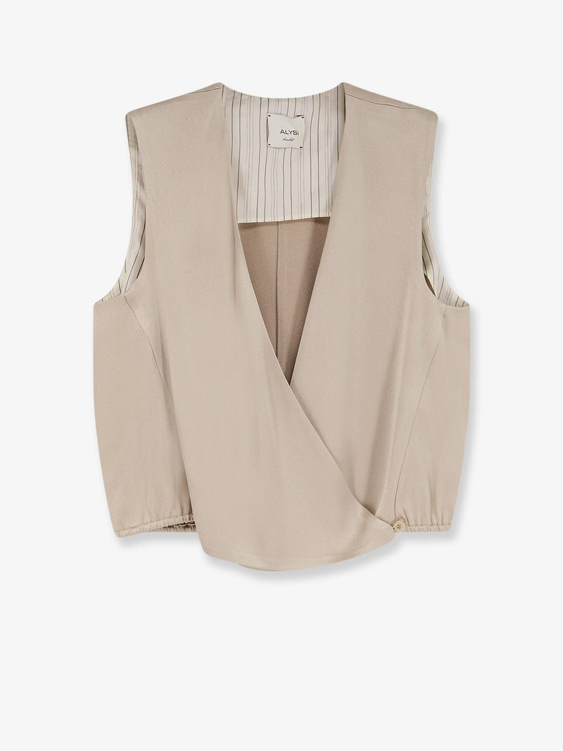 Alysi Alysi Satin Top Beige Women - World Class Fashion