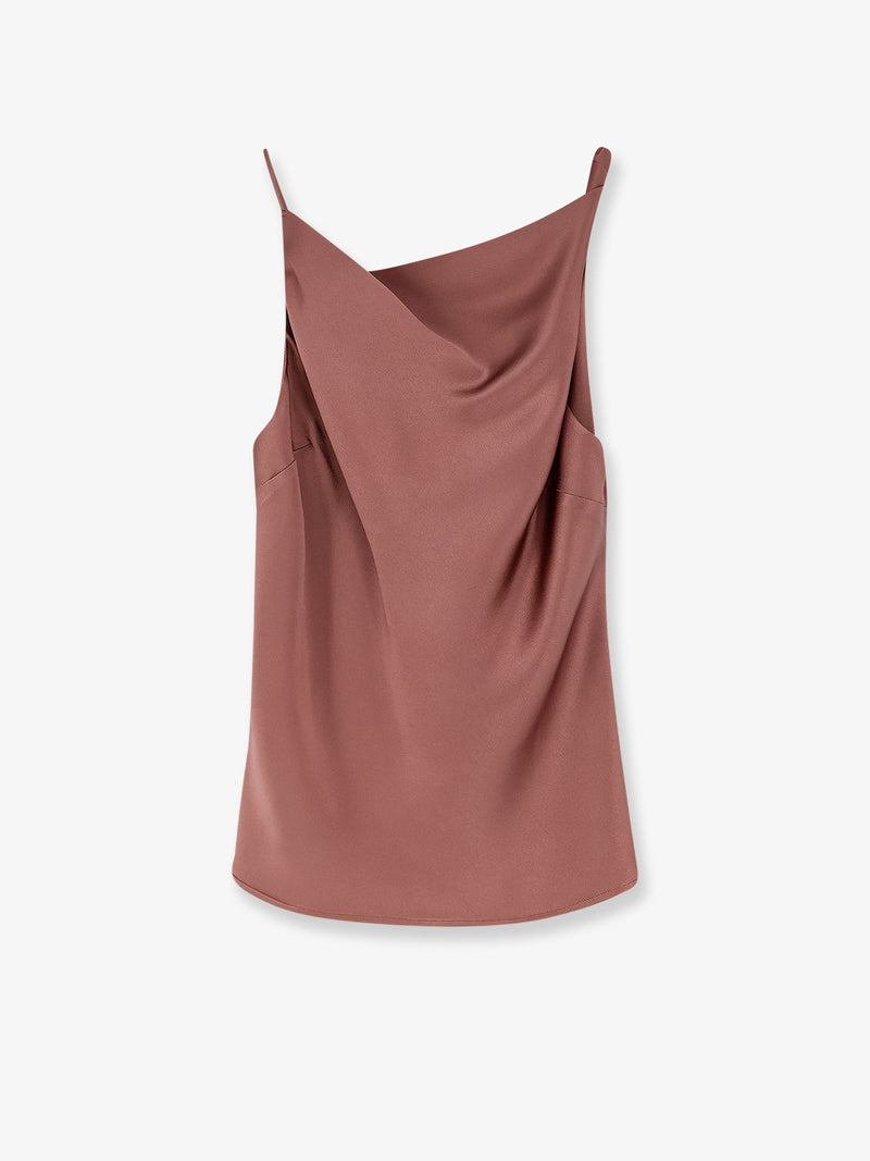 Alysi Alysi Satin Asymmetrical Top Brown Women - World Class Fashion