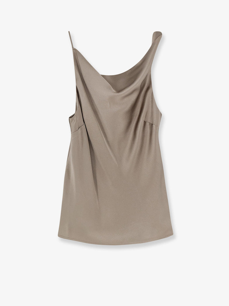 Alysi Alysi Satin Asymmetrical Top Green - World Class Fashion