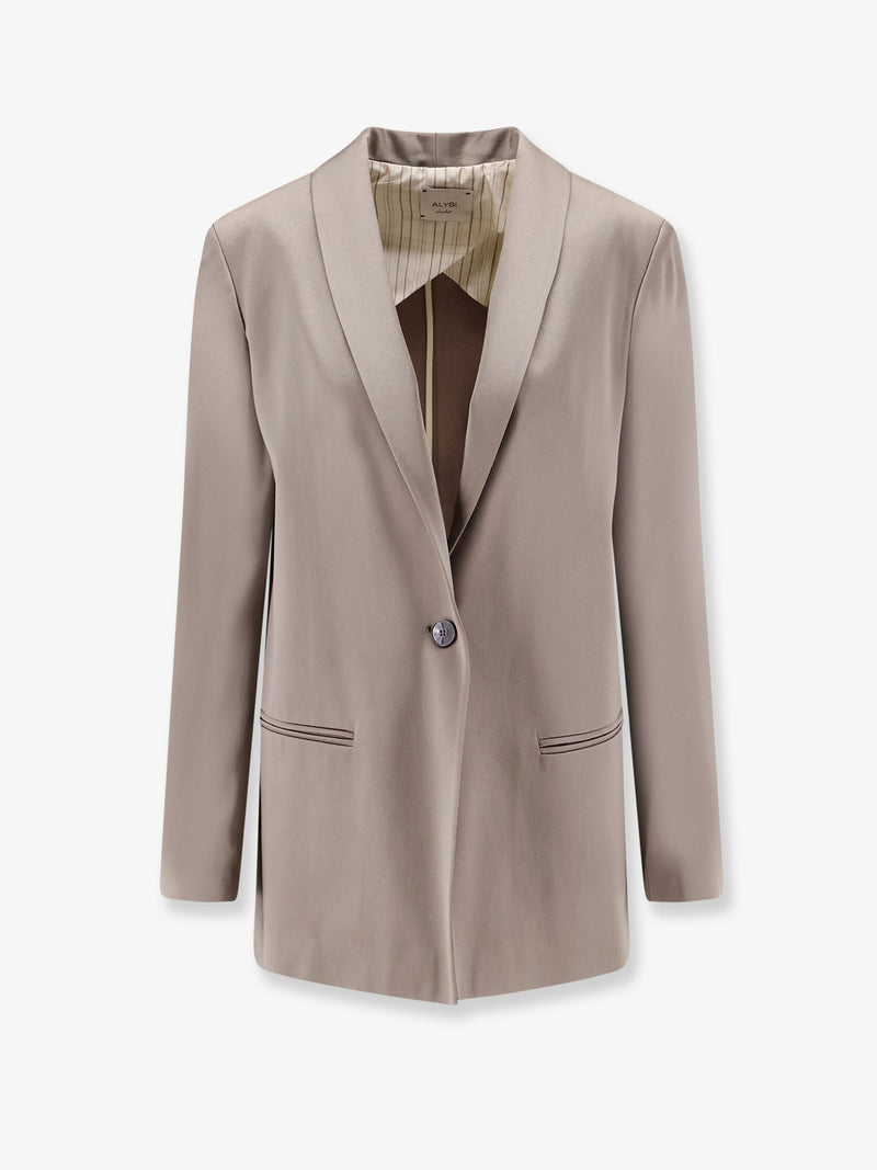 Alysi Alysi Single-Breasted Satin Blazer Grey Women - World Class Fashion