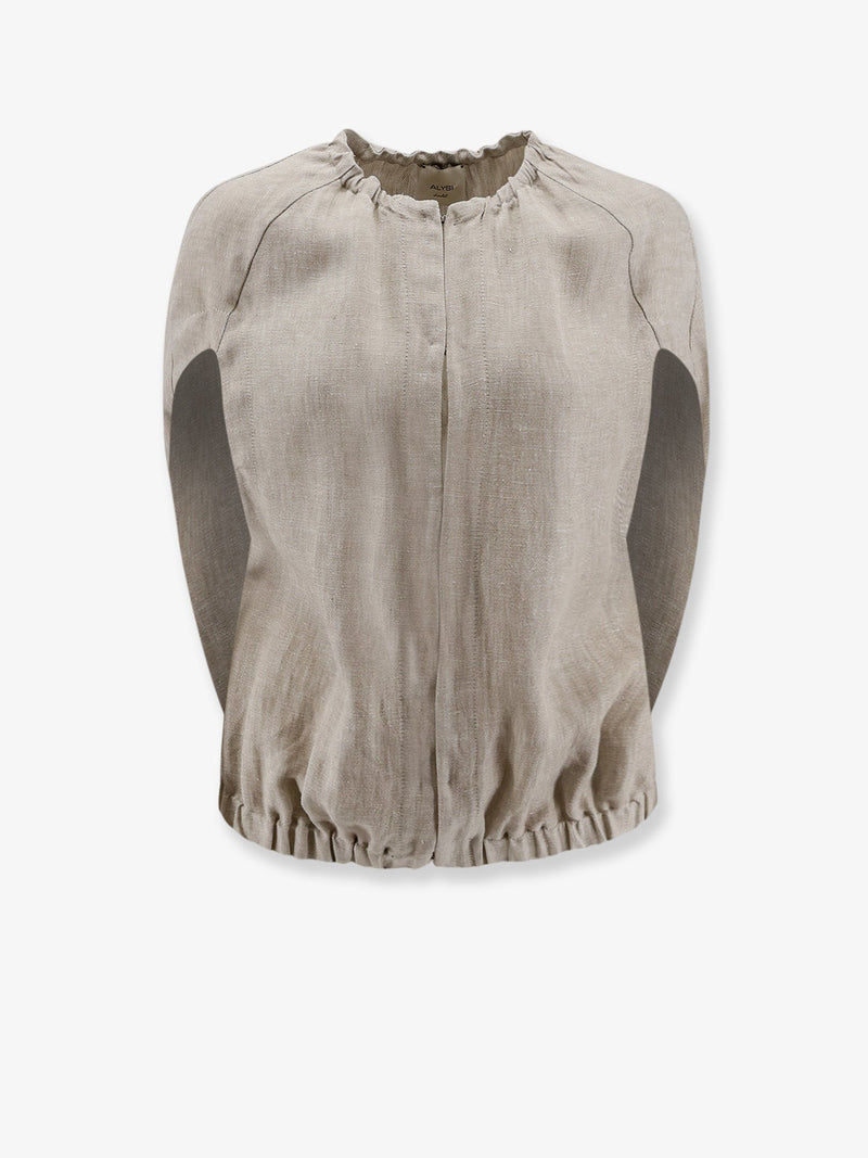 Alysi Alysi Linen Sleeveless Jacket Beige - World Class Fashion