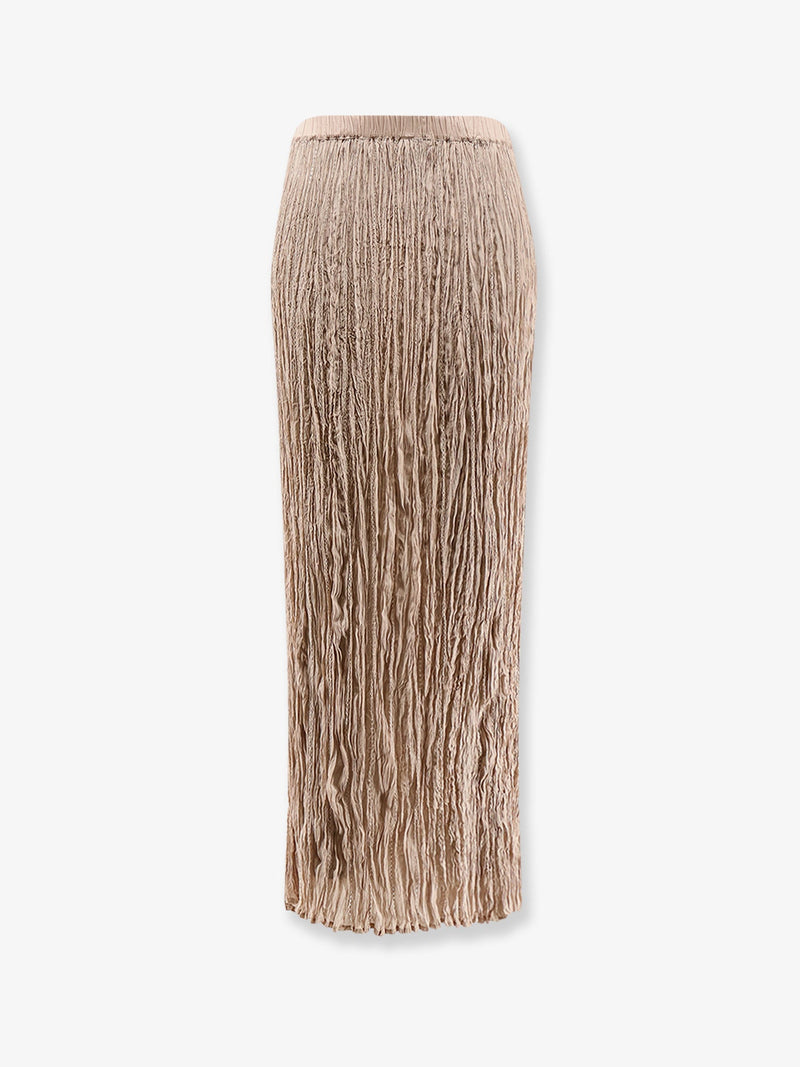 Alysi Alysi Wrinkled Viscose Skirt Beige Women - World Class Fashion