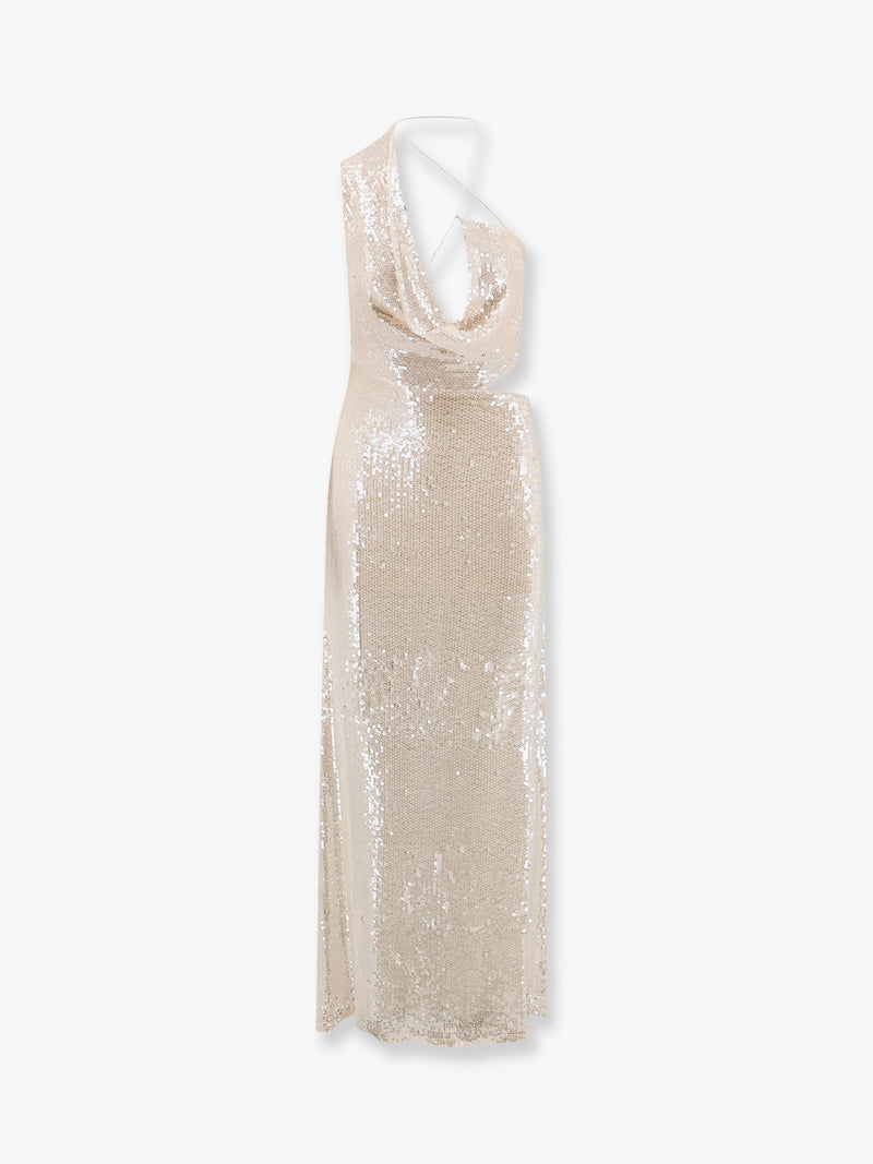 Amazuìn Vestido Largo Amazuìn Iselin con Lentejuelas Beige - World Class Fashion