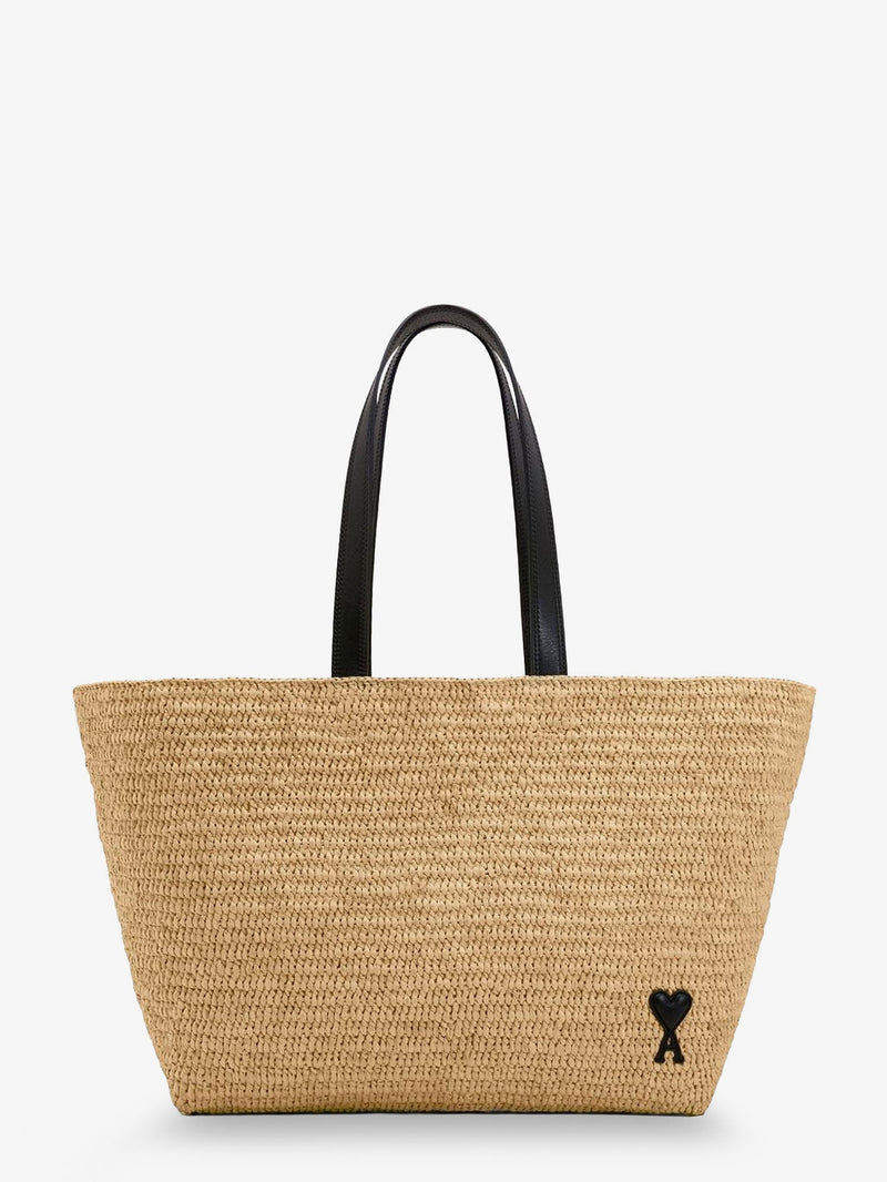 AMI Paris Bolso de Hombro de Rafia Ami De Coeur de AMI Paris Beige - World Class Fashion