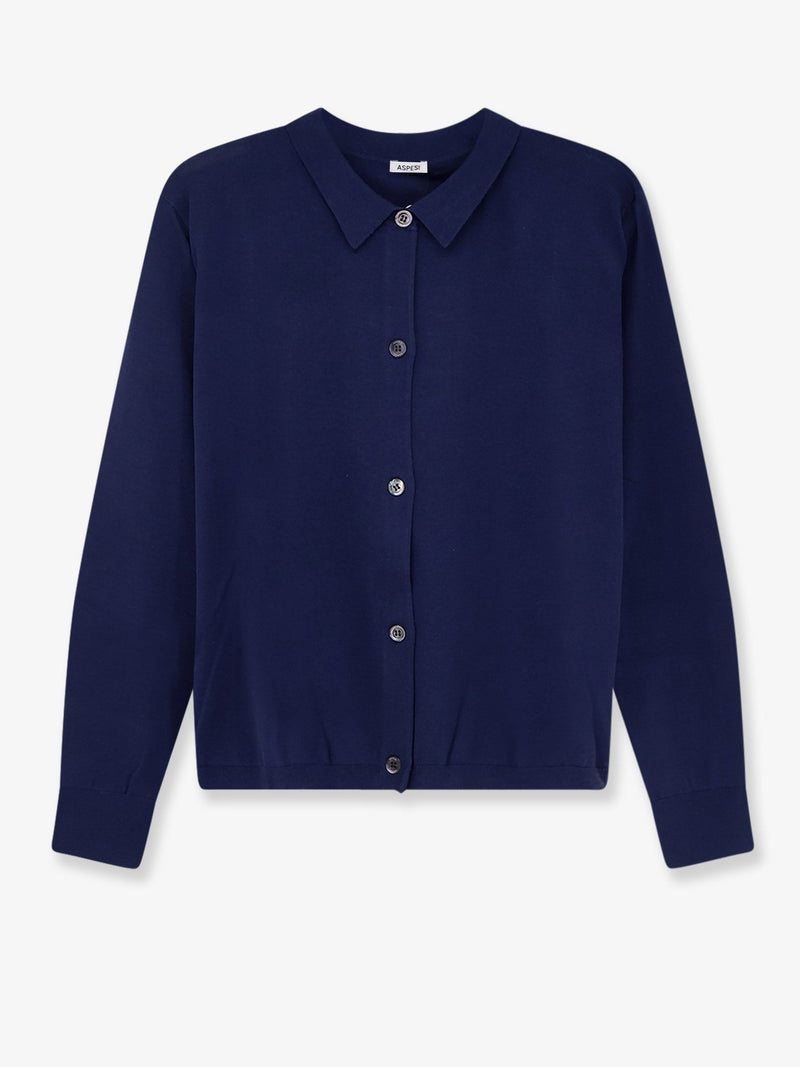 Aspesi Aspesi Cotton Silk Linen Cardigan Blue - World Class Fashion