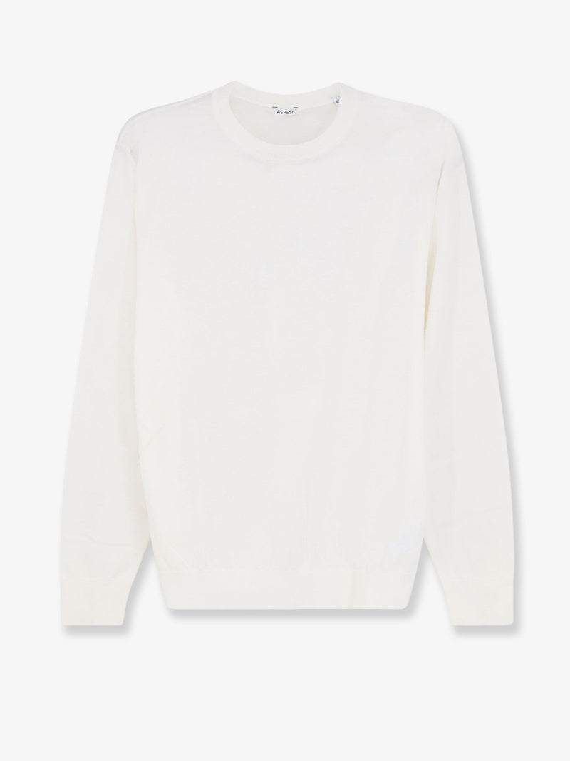 Aspesi Aspesi Cotton Silk Linen Blend Sweater White - World Class Fashion