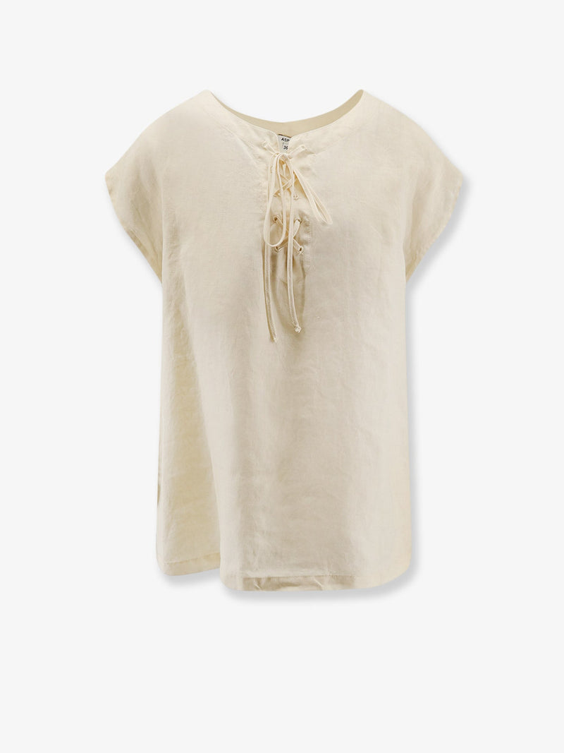 Aspesi Aspesi Vissuto Linen Shirt Beige - World Class Fashion
