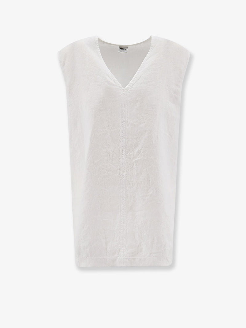 Aspesi Aspesi Vissuto Oversize Linen Top White - World Class Fashion